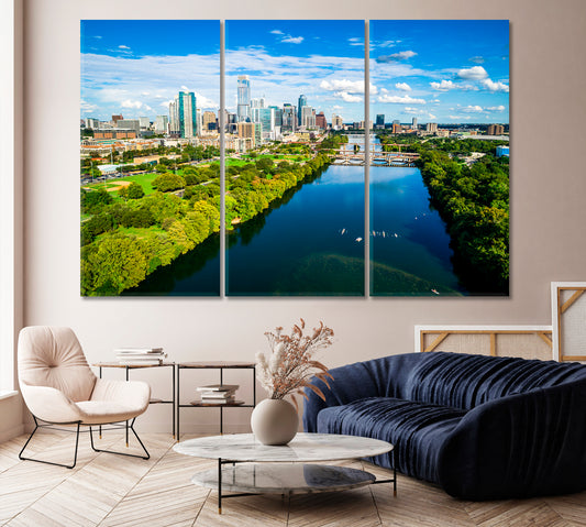 Austin City and Lake Colorado Canvas Print-Canvas Print-CetArt-1 Panel-24x16 inches-CetArt