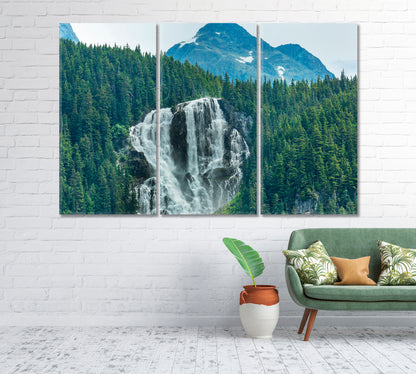 Impressive Waterfall in Canadian Mountains Canvas Print-Canvas Print-CetArt-1 Panel-24x16 inches-CetArt