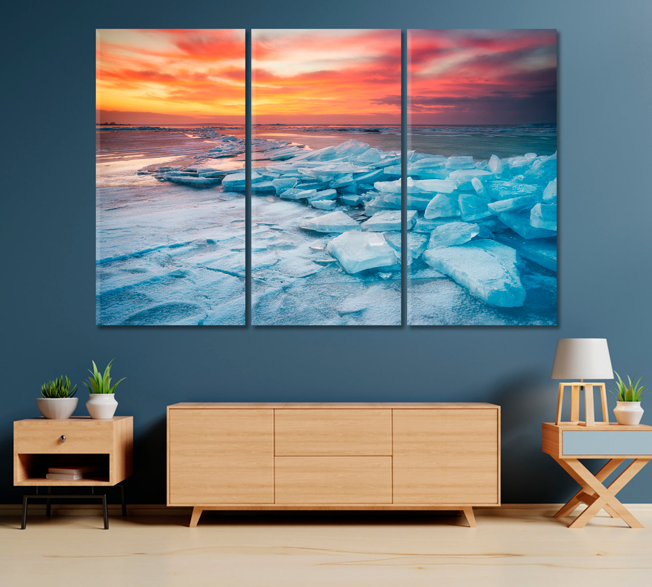 Winter Landscape on Seashore During Sunset Canvas Print-Canvas Print-CetArt-1 Panel-24x16 inches-CetArt