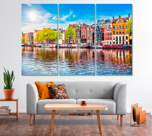 Colorful Houses Amsterdam Canvas Print-Canvas Print-CetArt-1 Panel-24x16 inches-CetArt