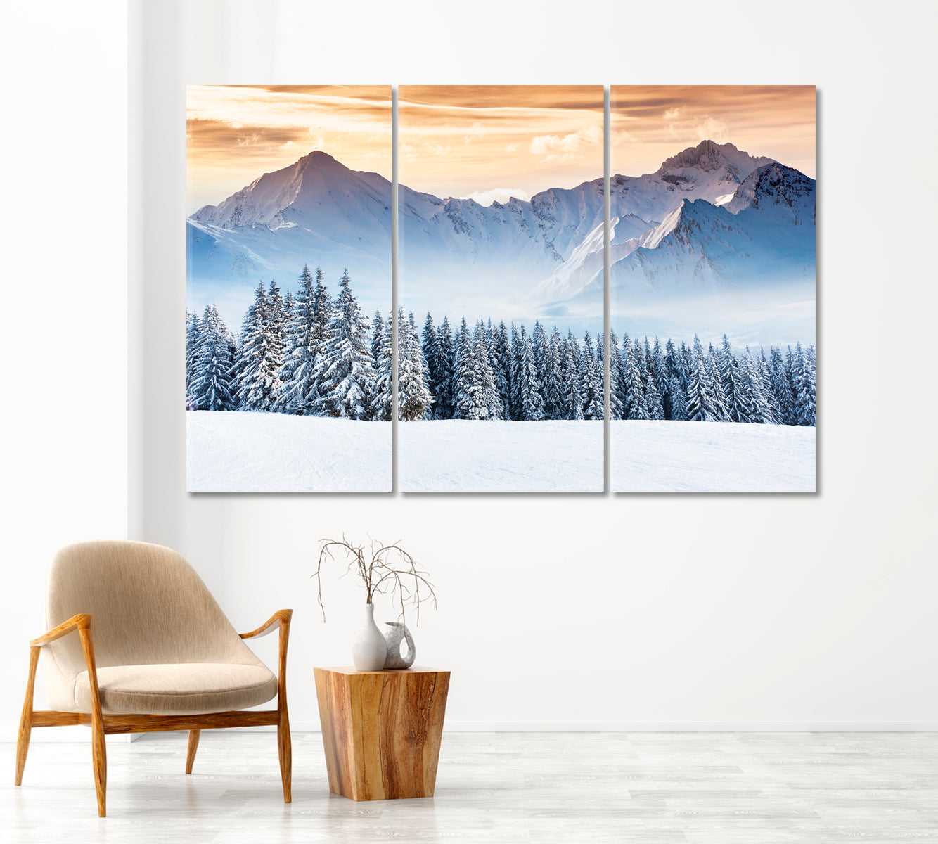 Snow Capped Mountains Fantastic Winter Landscape Canvas Print-Canvas Print-CetArt-1 Panel-24x16 inches-CetArt