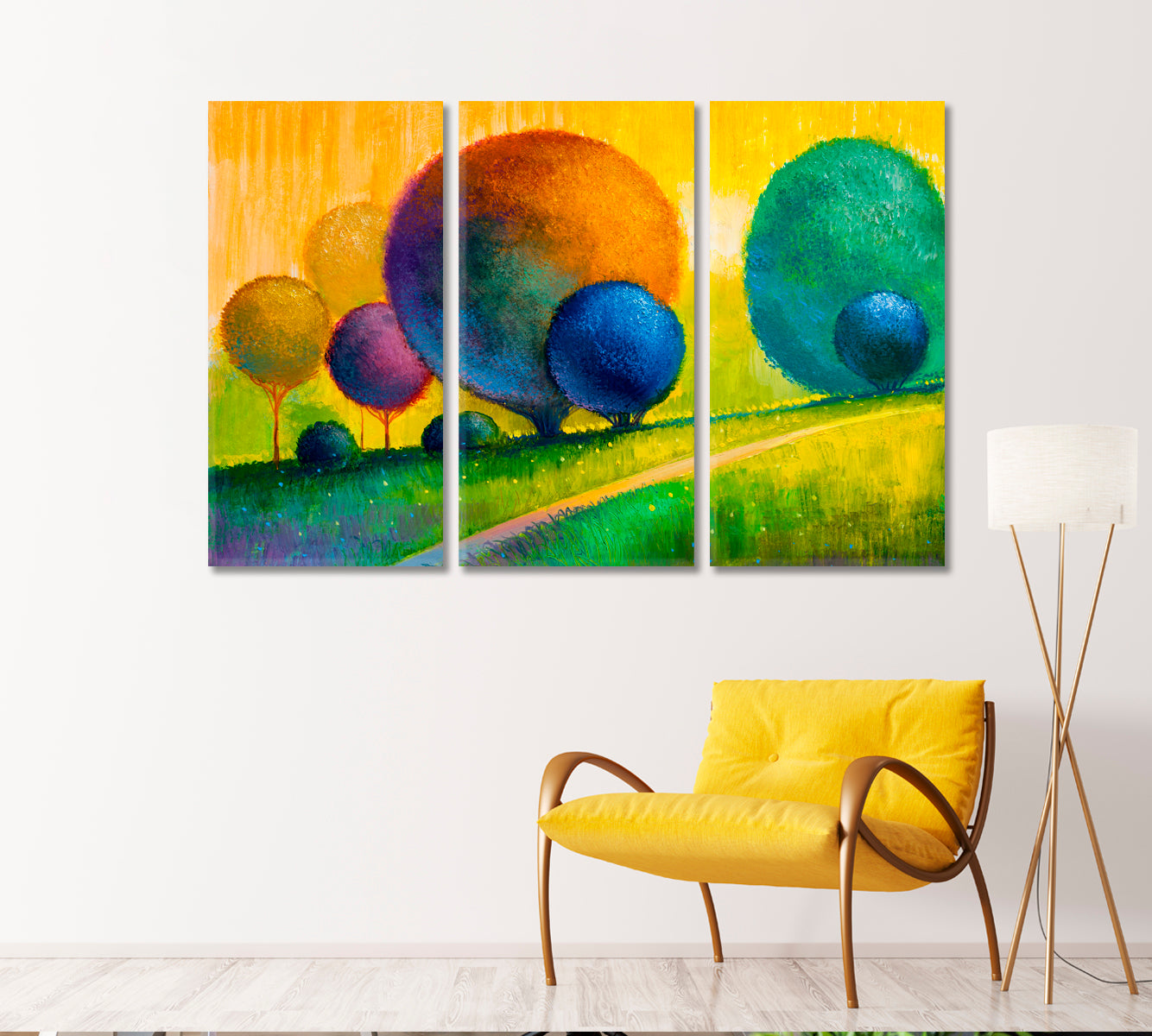 Bright Colorful Trees Canvas Print-Canvas Print-CetArt-1 Panel-24x16 inches-CetArt