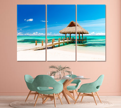 Gazebo on a Tropical Beach Cap Cana Dominican Republic Canvas Print-Canvas Print-CetArt-1 Panel-24x16 inches-CetArt