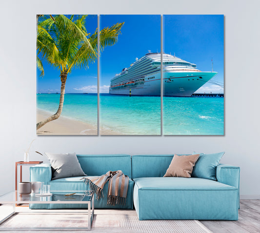 Cruise Ship at Tropical Port Canvas Print-Canvas Print-CetArt-1 Panel-24x16 inches-CetArt