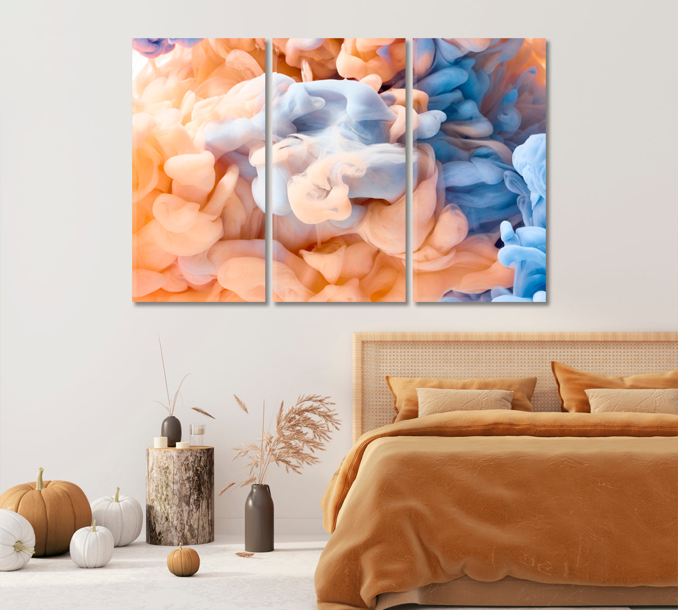 Abstract Splash of Orange and Blue Paint Pastel Colors Canvas Print-Canvas Print-CetArt-1 Panel-24x16 inches-CetArt