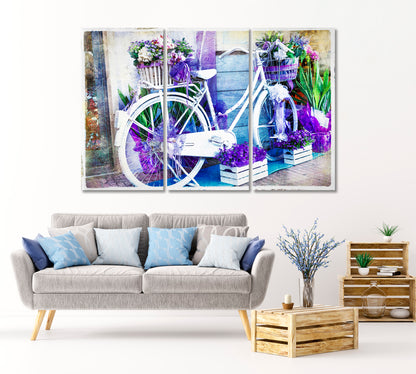 Vintage Floral Bike Canvas Print-Canvas Print-CetArt-1 Panel-24x16 inches-CetArt