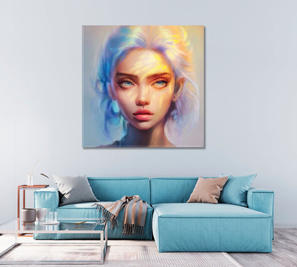 Incredibly Beautiful Girl Portrait Canvas Print-Canvas Print-CetArt-1 panel-12x12 inches-CetArt