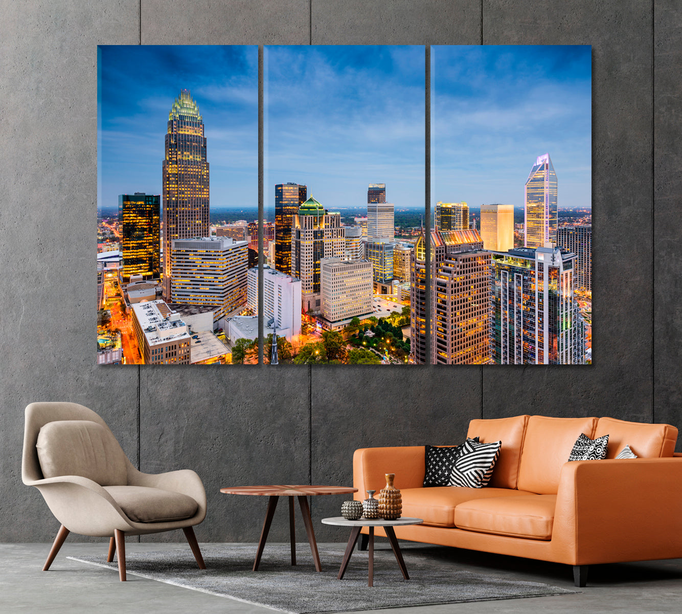 Charlotte Skyscrapers USA Canvas Print-Canvas Print-CetArt-1 Panel-24x16 inches-CetArt