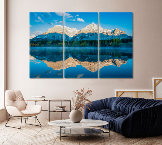 Wedge Pond with Mountain Reflection Alberta Canvas Print-Canvas Print-CetArt-1 Panel-24x16 inches-CetArt