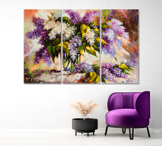 Lilac Bouquet in Vase Canvas Print-Canvas Print-CetArt-1 Panel-24x16 inches-CetArt