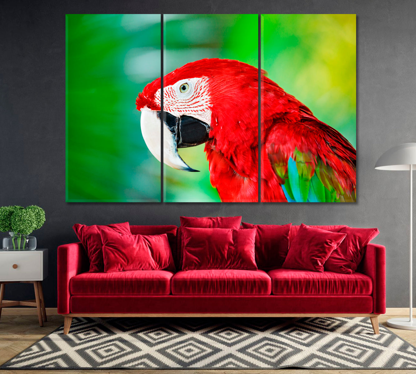 Red Exotic Parrot Macaw Canvas Print-Canvas Print-CetArt-1 Panel-24x16 inches-CetArt