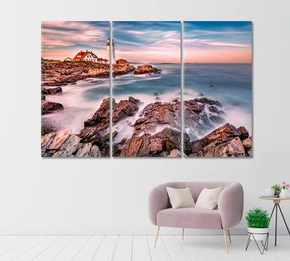 Oldest Lighthouse in Maine USA Canvas Print-Canvas Print-CetArt-1 Panel-24x16 inches-CetArt