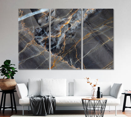 Yellow and Dark Gray Marble Canvas Print-Canvas Print-CetArt-1 Panel-24x16 inches-CetArt
