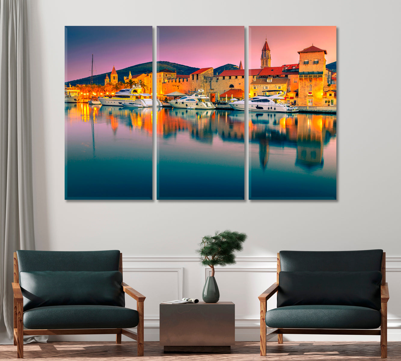 Medieval Old Town Trogir with Harbor and Luxury Yachts Croatia Canvas Print-Canvas Print-CetArt-1 Panel-24x16 inches-CetArt