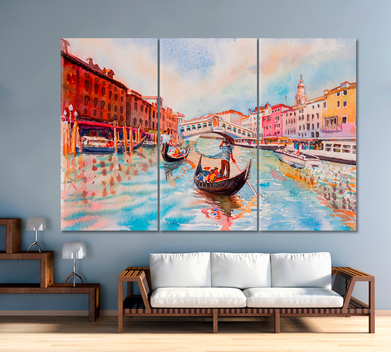 Venice Traveling In Gondola Canvas Print-Canvas Print-CetArt-3 Panels-36x24 inches-CetArt