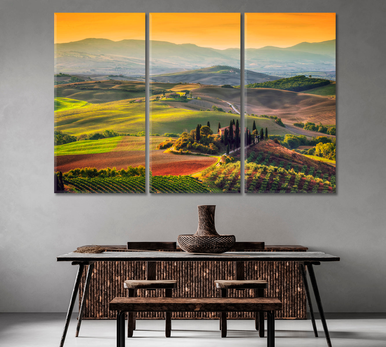 Tuscany Landscape at Sunrise Italy Canvas Print-Canvas Print-CetArt-1 Panel-24x16 inches-CetArt