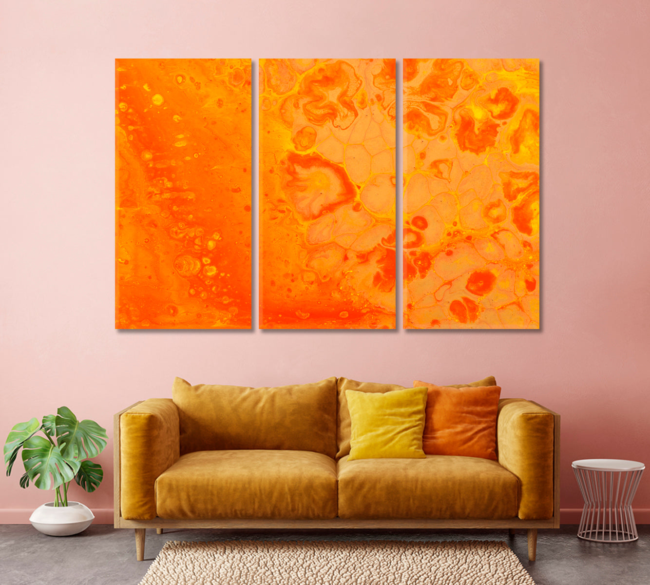 Abstract Bright Orange Watercolor Pattern Canvas Print-Canvas Print-CetArt-3 Panels-36x24 inches-CetArt