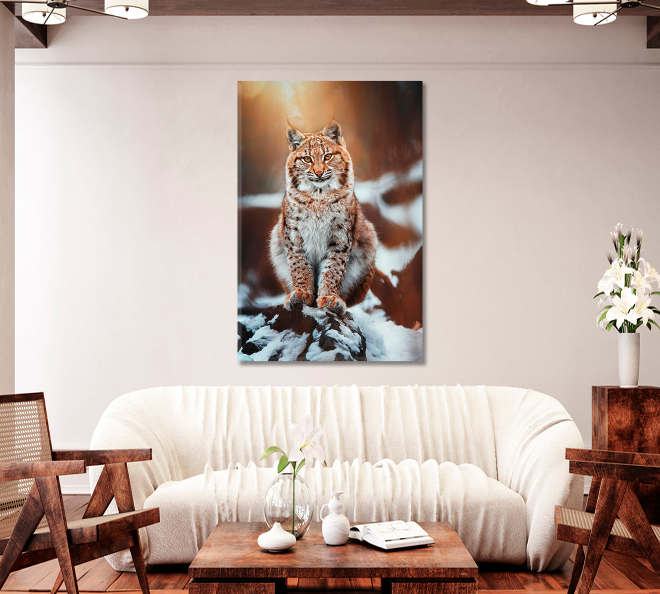 European Lynx in Forest Canvas Print-Canvas Print-CetArt-1 panel-16x24 inches-CetArt