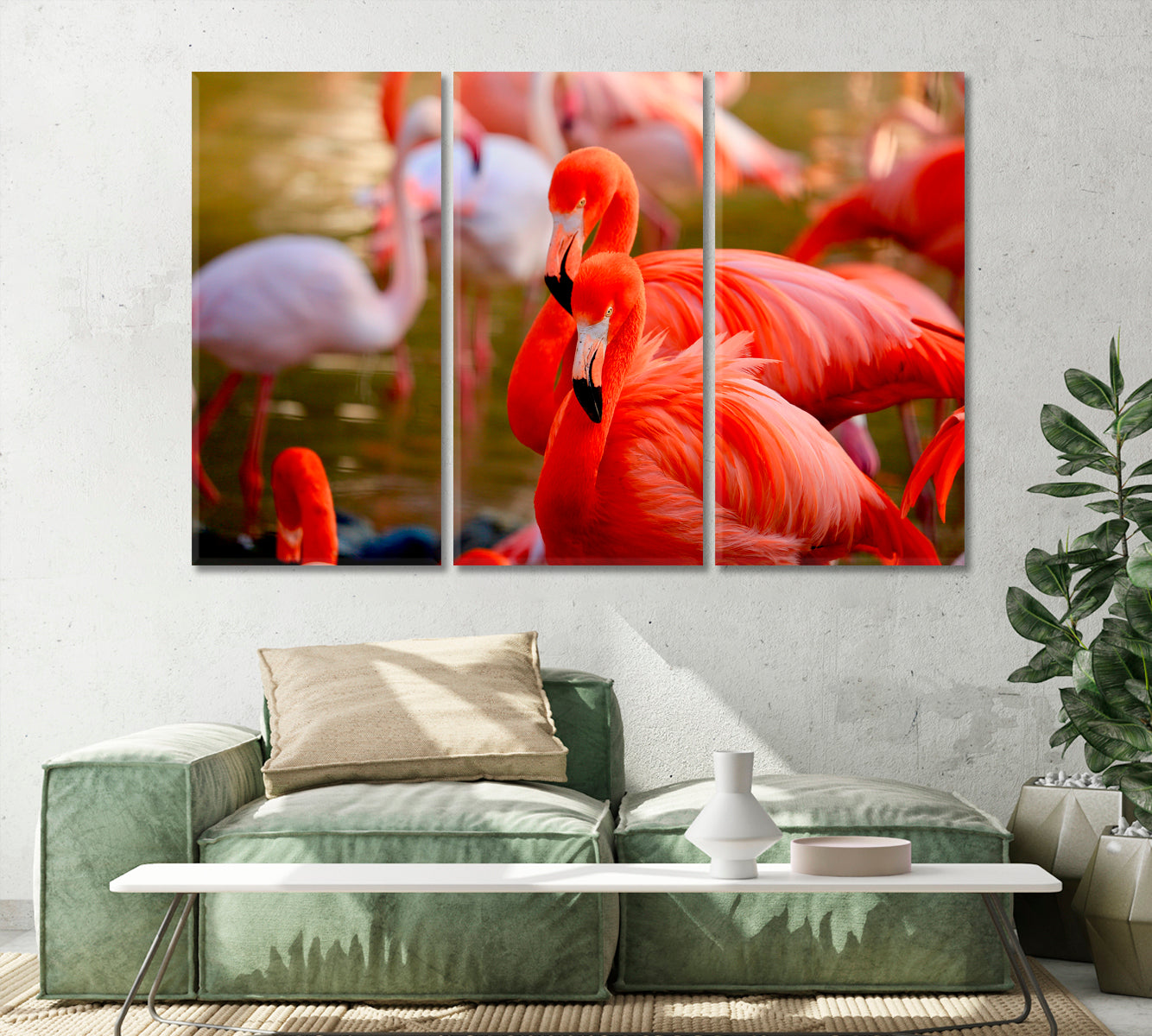 Beautiful Flamingos Canvas Print-Canvas Print-CetArt-1 Panel-24x16 inches-CetArt