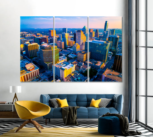 Skyscrapers and Downtown Austin Aerial View Canvas Print-Canvas Print-CetArt-1 Panel-24x16 inches-CetArt