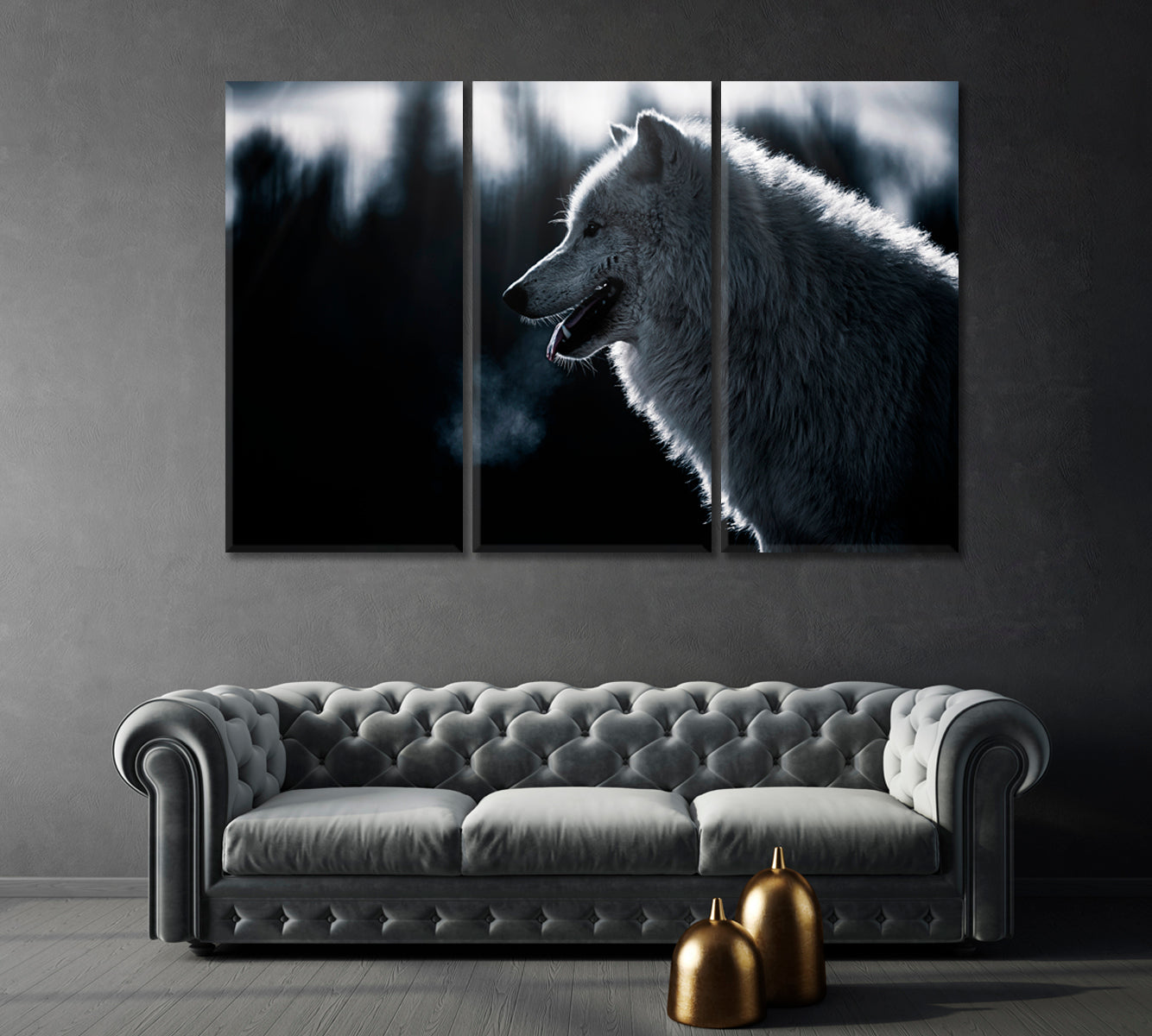 Arctic Wolf in Forest Canvas Print-Canvas Print-CetArt-1 Panel-24x16 inches-CetArt