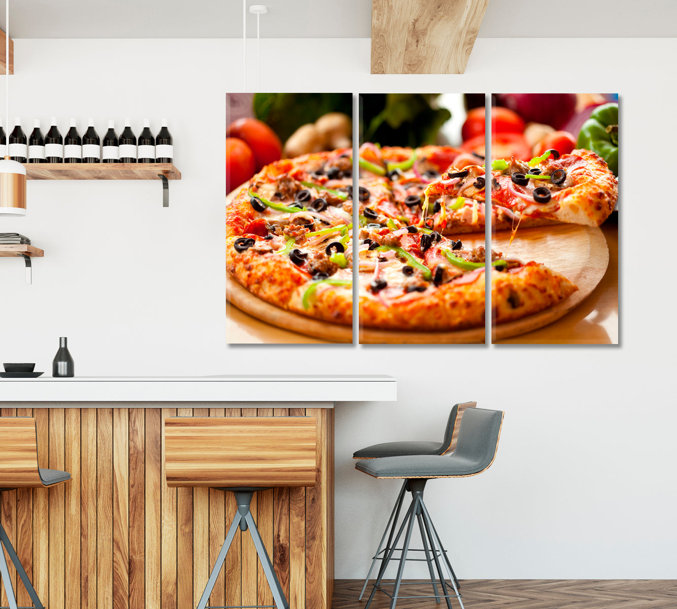 Tasty Pizza with Olives Canvas Print-Canvas Print-CetArt-1 Panel-24x16 inches-CetArt