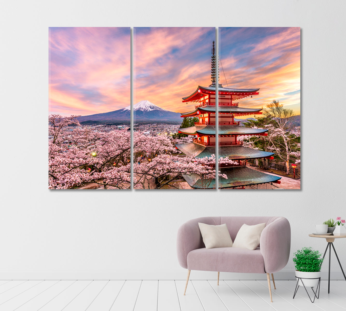 Mount Fuji in Japan and Sakura Blossom in Spring Canvas Print-Canvas Print-CetArt-1 Panel-24x16 inches-CetArt