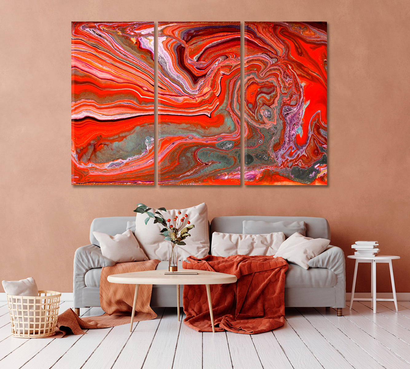 Combination of Red and Gray Agate Canvas Print-Canvas Print-CetArt-1 Panel-24x16 inches-CetArt
