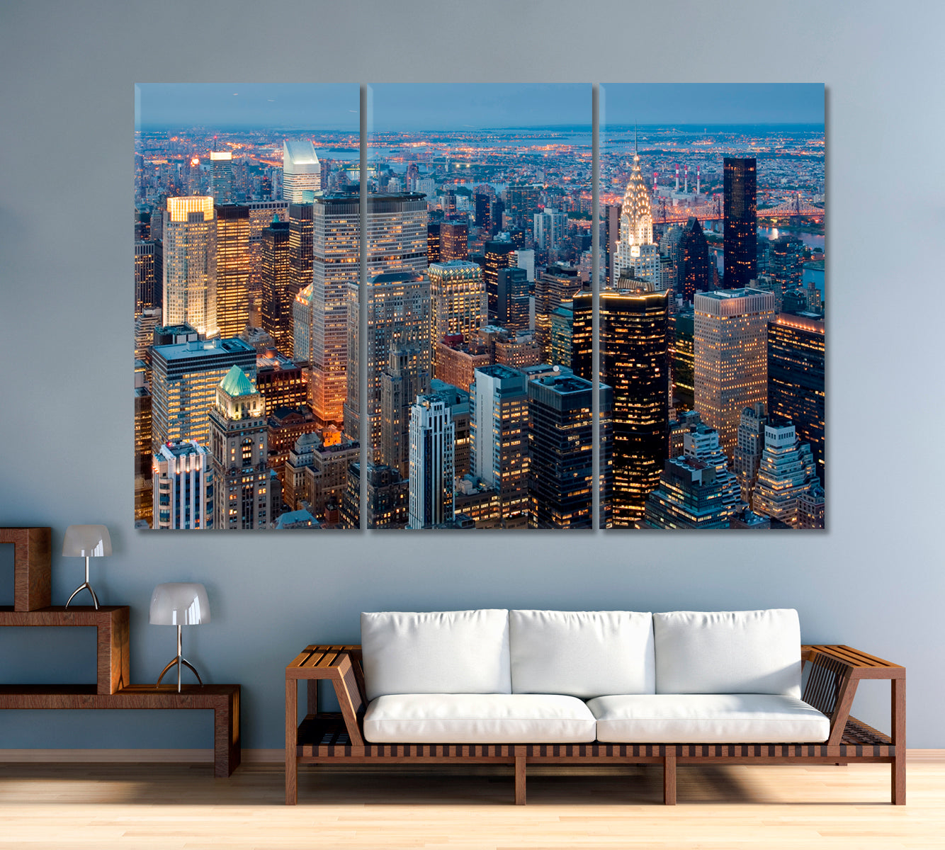 Sunset over Manhattan New York Canvas Print-Canvas Print-CetArt-1 Panel-24x16 inches-CetArt