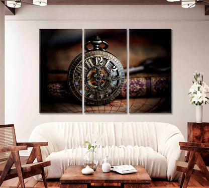 Vintage Bronze Pocket Watch Canvas Print-Canvas Print-CetArt-1 Panel-24x16 inches-CetArt