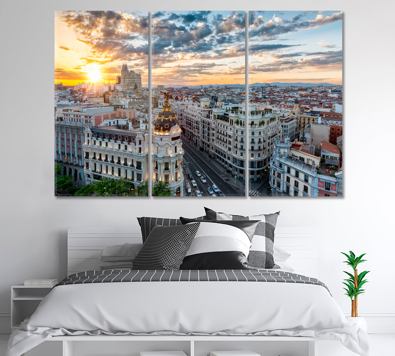 Madrid at Dusk Spain Canvas Print-Canvas Print-CetArt-1 Panel-24x16 inches-CetArt