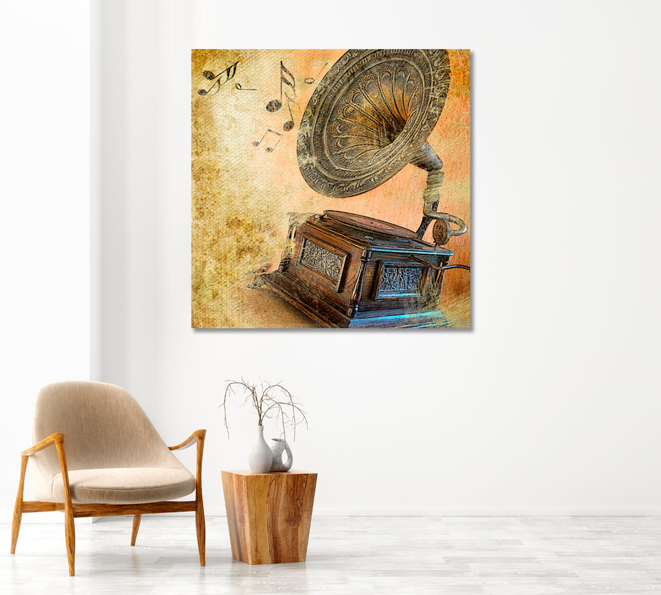 Vintage Gramophone Canvas Print-Canvas Print-CetArt-1 panel-12x12 inches-CetArt