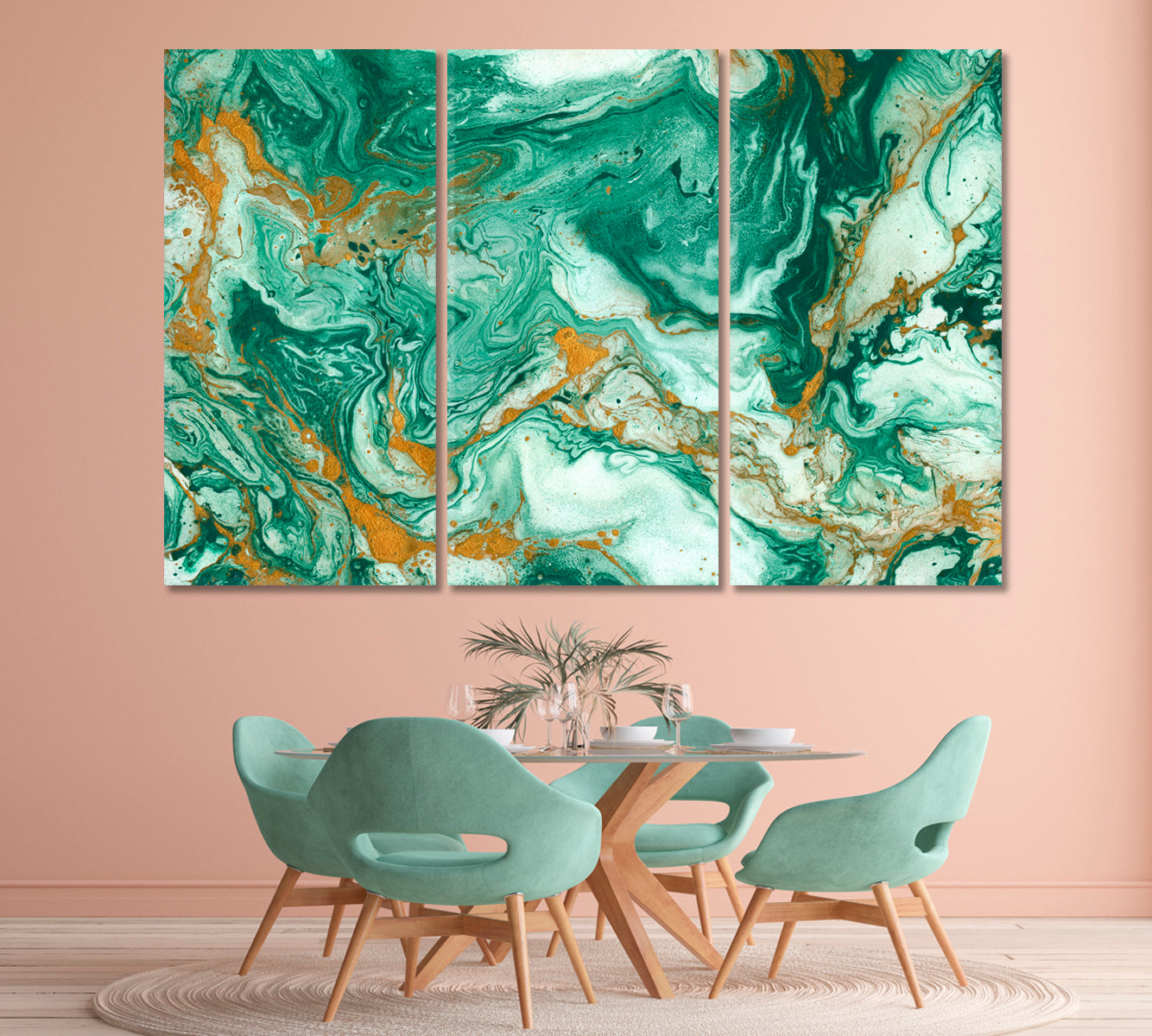 Golden and Dark Green Mixed Acrylic Paints Canvas Print-Canvas Print-CetArt-1 Panel-24x16 inches-CetArt