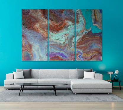 Abstract Fluid Colorful Mix of Vibrant Marble Swirls Canvas Print-Canvas Print-CetArt-3 Panels-36x24 inches-CetArt