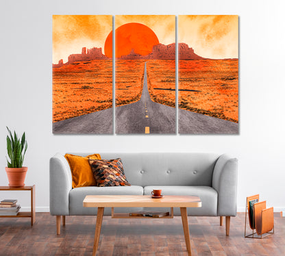 Sunset at Monument Valley USA Canvas Print-Canvas Print-CetArt-1 Panel-24x16 inches-CetArt