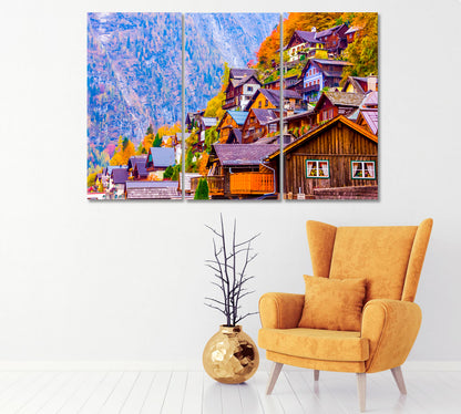 Beautiful Wooden Houses in Austria Canvas Print-Canvas Print-CetArt-1 Panel-24x16 inches-CetArt