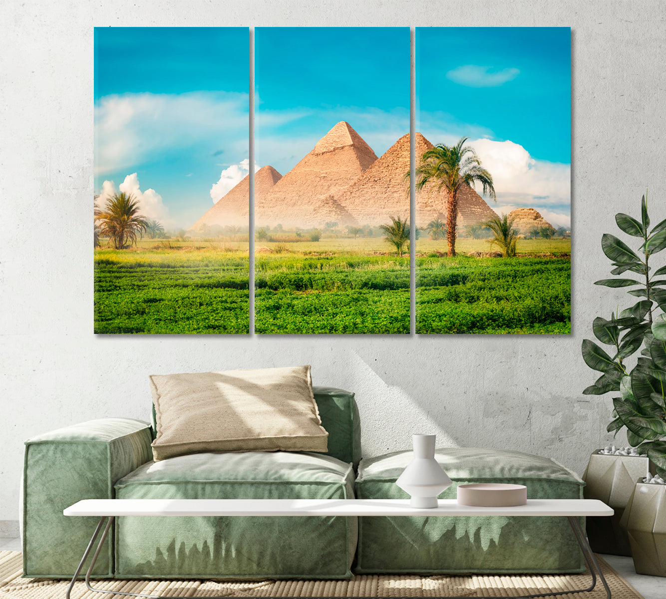 Egyptian Pyramids at Foggy Morning Canvas Print-Canvas Print-CetArt-1 Panel-24x16 inches-CetArt