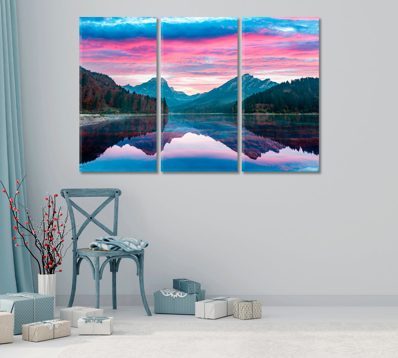 Dramatic Sunset at Obersee Lake Swiss Alps Switzerland Canvas Print-Canvas Print-CetArt-1 Panel-24x16 inches-CetArt