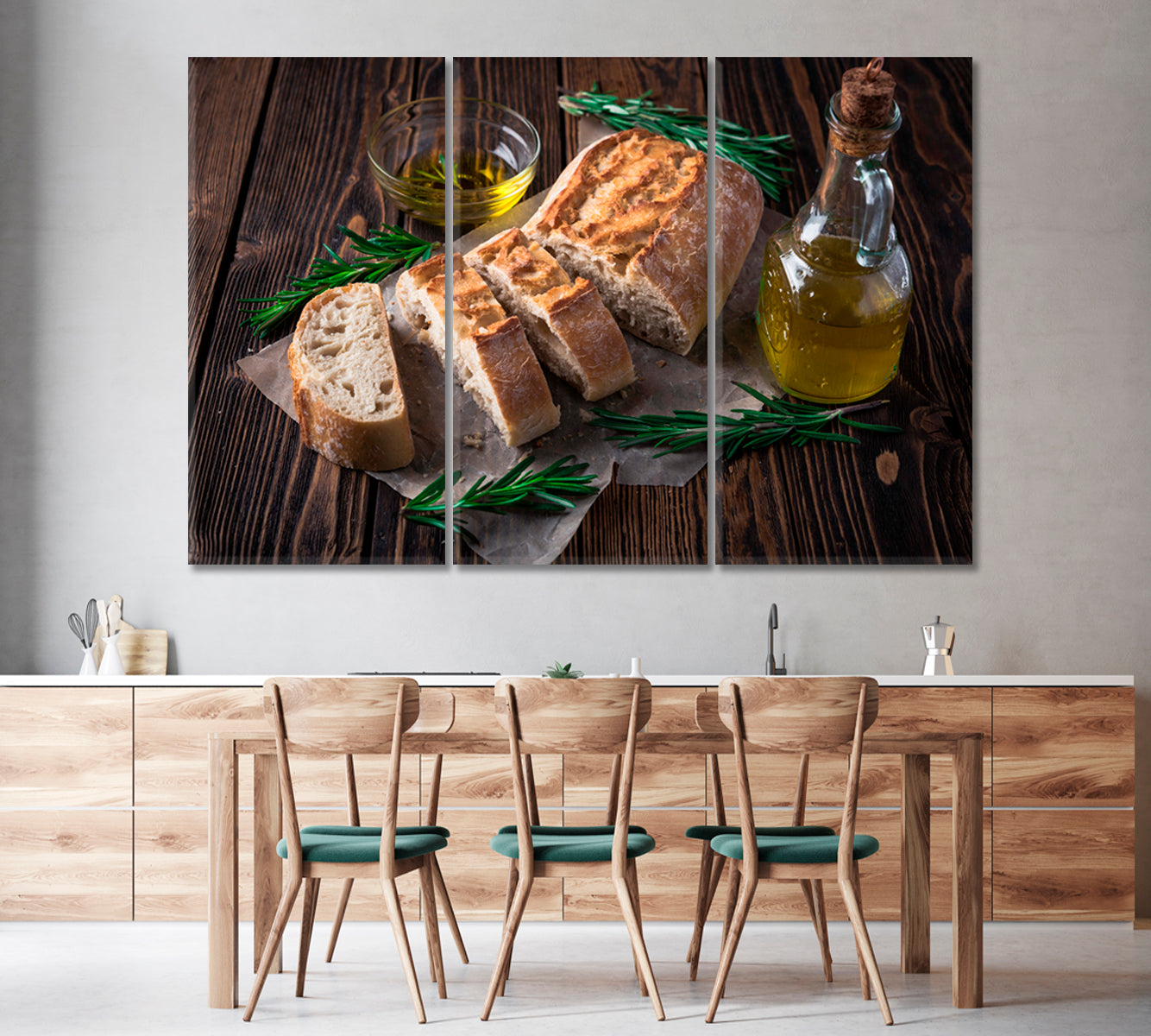 Sliced Italian Bread Ciabatta with Rosemary Canvas Print-Canvas Print-CetArt-1 Panel-24x16 inches-CetArt