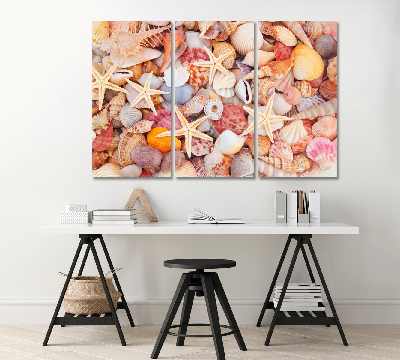 Starfish Seashells and Corals Canvas Print-Canvas Print-CetArt-1 Panel-24x16 inches-CetArt