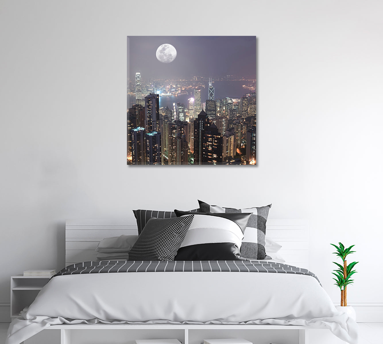 Skyline of Hong Kong City Canvas Print-Canvas Print-CetArt-1 panel-12x12 inches-CetArt