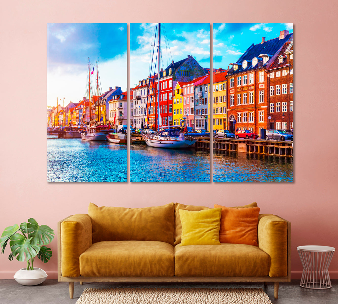 Nyhavn Pier with Colored Buildings and Ships Denmark Canvas Print-Canvas Print-CetArt-1 Panel-24x16 inches-CetArt