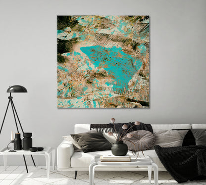 Abstract Brown and Turquoise Pattern Canvas Print-Canvas Print-CetArt-1 panel-12x12 inches-CetArt