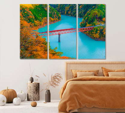 Steam Train Crossing Oigawa Railroad Shizuoka Japan Canvas Print-Canvas Print-CetArt-1 Panel-24x16 inches-CetArt