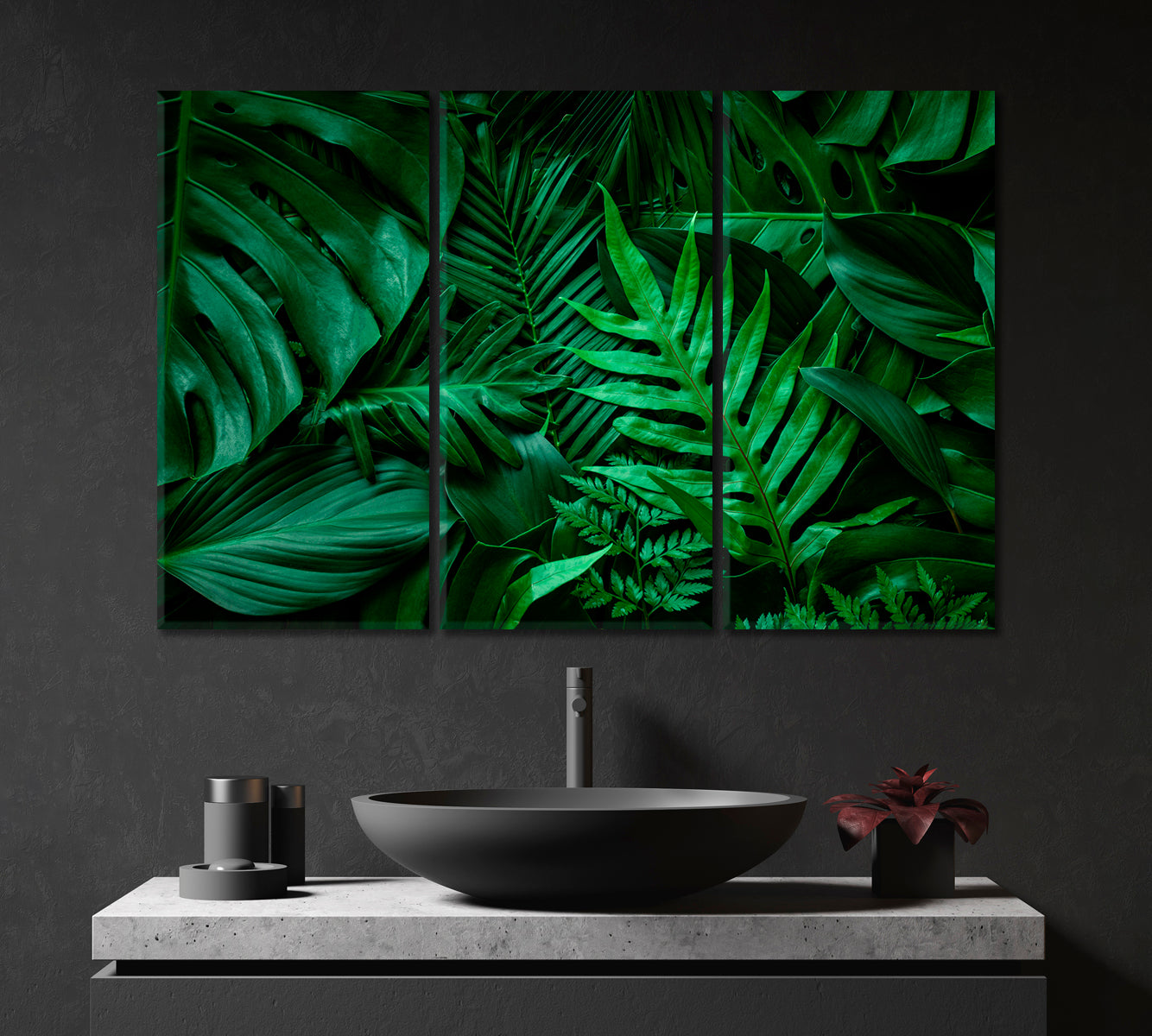 Green Leaves Close Up Canvas Print-Canvas Print-CetArt-3 Panels-36x24 inches-CetArt