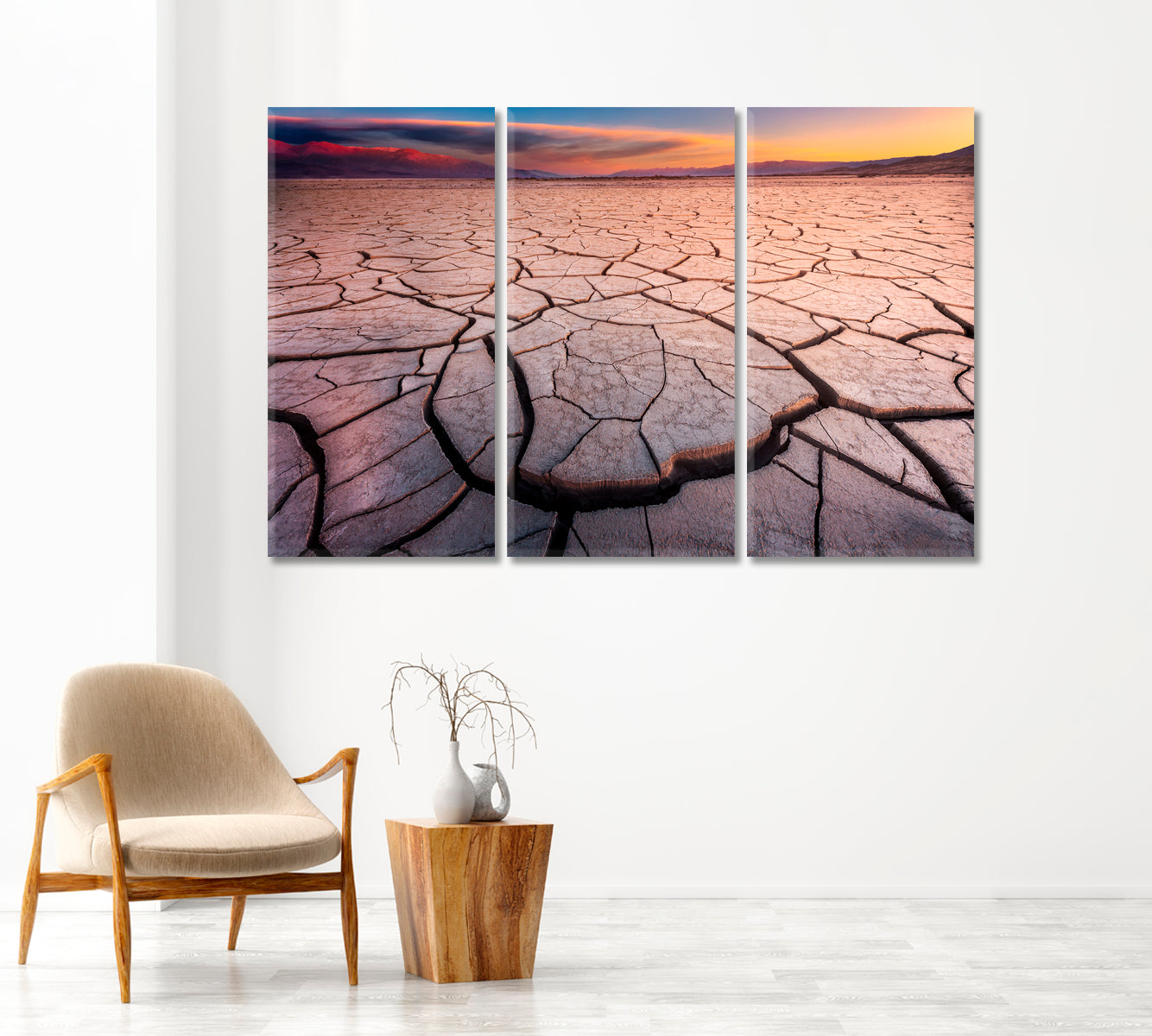 Desert Landscape Cracked Earth Canvas Print-Canvas Print-CetArt-1 Panel-24x16 inches-CetArt