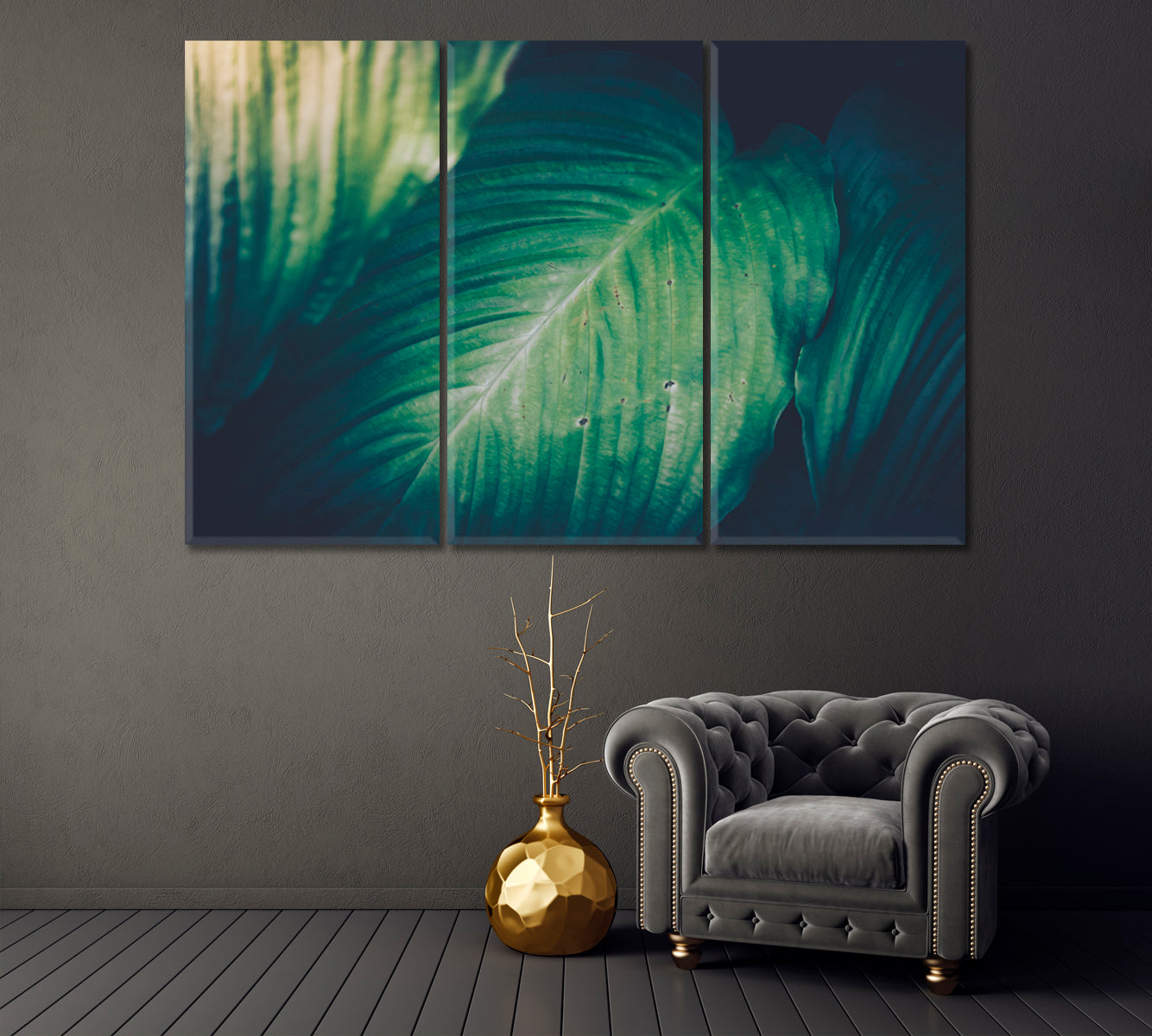 Tropical Green Leaves Canvas Print-Canvas Print-CetArt-3 Panels-36x24 inches-CetArt