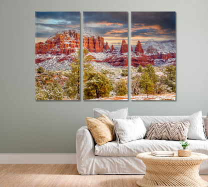 Snow Covered Red Rocks Arizona Canvas Print-Canvas Print-CetArt-1 Panel-24x16 inches-CetArt
