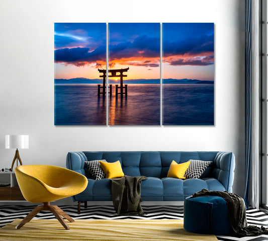 Torii Gate on Lake Biwa in Japan Canvas Print-Canvas Print-CetArt-1 Panel-24x16 inches-CetArt