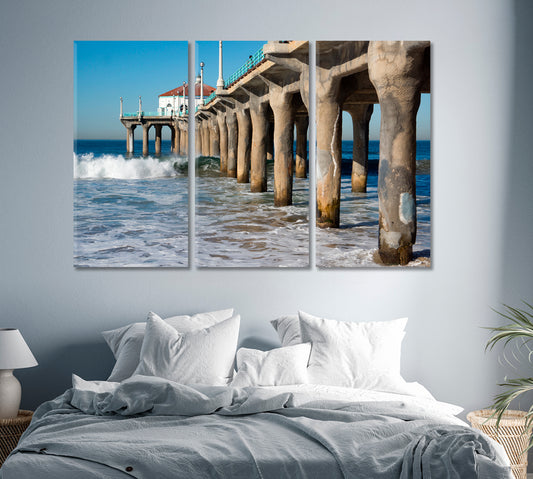 Along Manhattan Beach Pier California Canvas Print-Canvas Print-CetArt-1 Panel-24x16 inches-CetArt